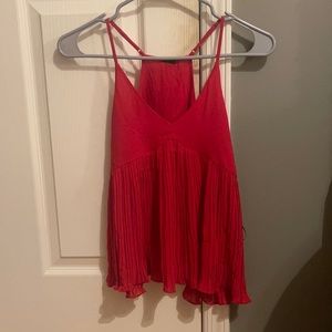 paper crane red flowy tank top